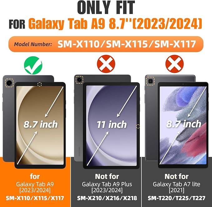 SEYMAC stock Case for Samsung Galaxy Tab A9 8.7'', Full-Body Drop Protection - Image 2