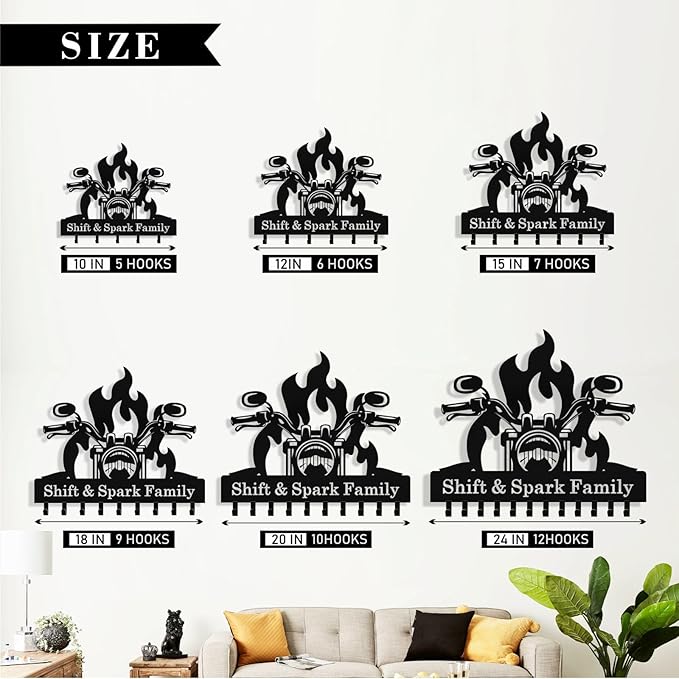 Personalized Flaming Motoclycle Key Holder Wall Mount, Custom Metal Key Rack - Image 6