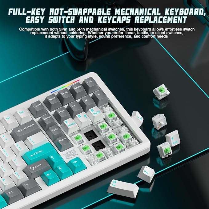 LINGBAO K98 Wireless Mechanical Gaming Keyboard, 10000mAh Battery Tri-Mode - Image 8