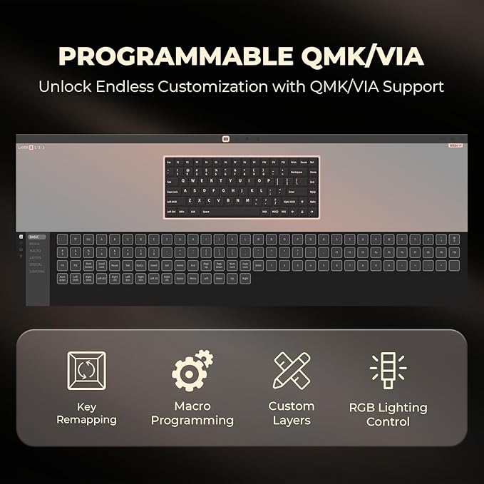 WK84 USB-C Wired Wooden Mechanical Keyboard, 75% Layout 84 Keys, RGB Backlit - Image 5