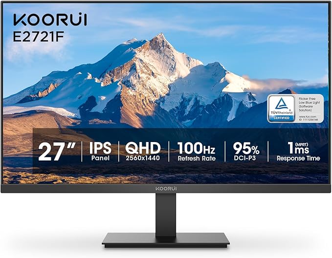 KOORUI 27 Inch QHD IPS Ultra-Thin Computer Gaming Monitor, 100Hz Refresh Rate by KOORUI