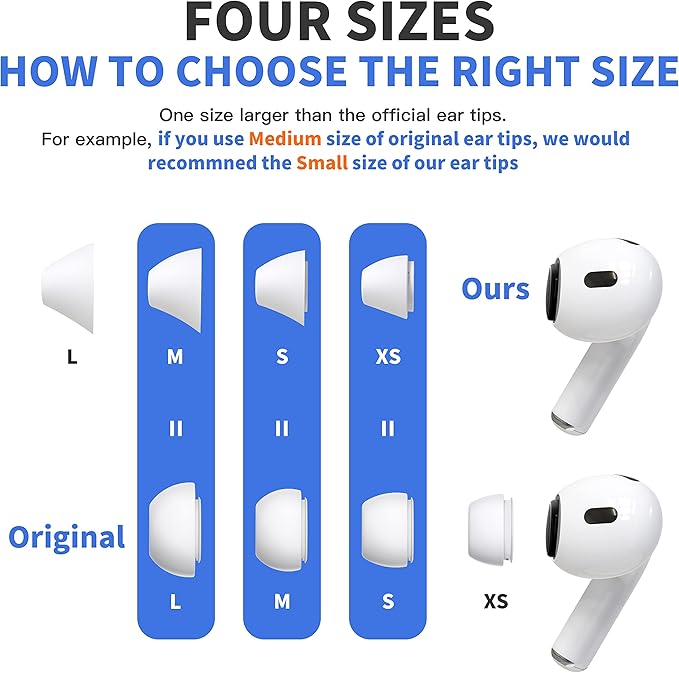4 Pairs Ear Tips for AirPods Pro 1 & 2 Noise Cancellation Add Grip Sport - Image 2