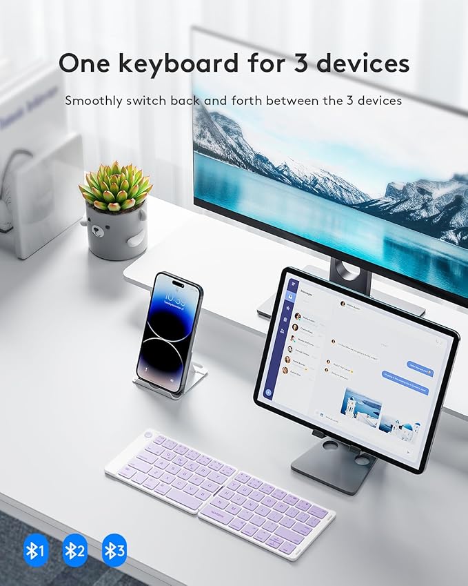 Samsers Bluetooth Foldable Keyboard, Wireless Portable Folding Keyboard - Image 2