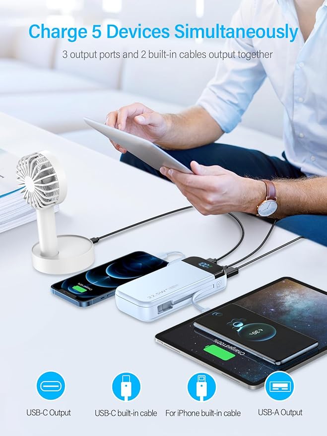 Portable Charger 32000mAh, 22.5W QC 3.0 PD 20W Smart LED Display Fast Charging - Image 6
