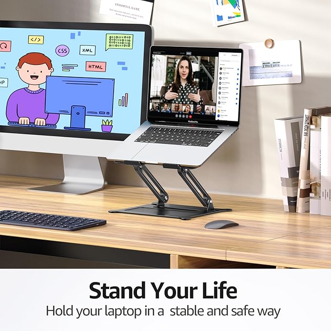 Urmust Laptop Notebook Stand Holder Adjustable Laptop Stand Portable Computer - Image 2