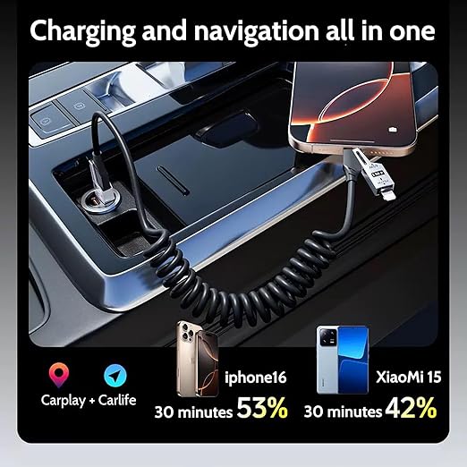 65W 4-in-1 Retractable Fast Charging Cable, 2M/6.5ft Spring Coiled USB-C to - Image 4