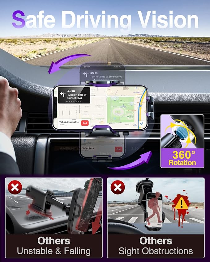 VANMASS Car Phone Holder Mount 2025 Upgraded Car Vent Phone Mount Clip - Image 3