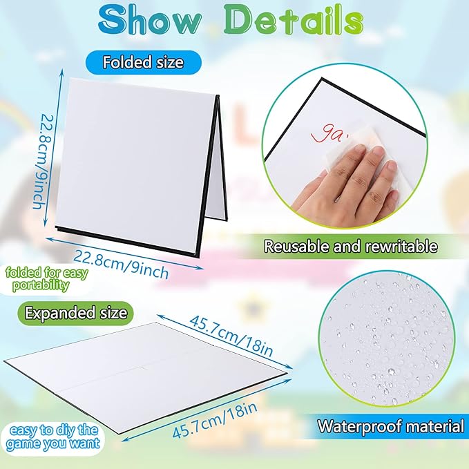 Zhanmai 10 Pcs Blank Game Board 18 x 18 Inches Quad Fold Dry Erase Make Your - Image 2