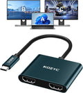 USB C to Dual HDMI Adapter 4K@60hz, Type C to HDMI Splitter Extended Display by KOZYC
