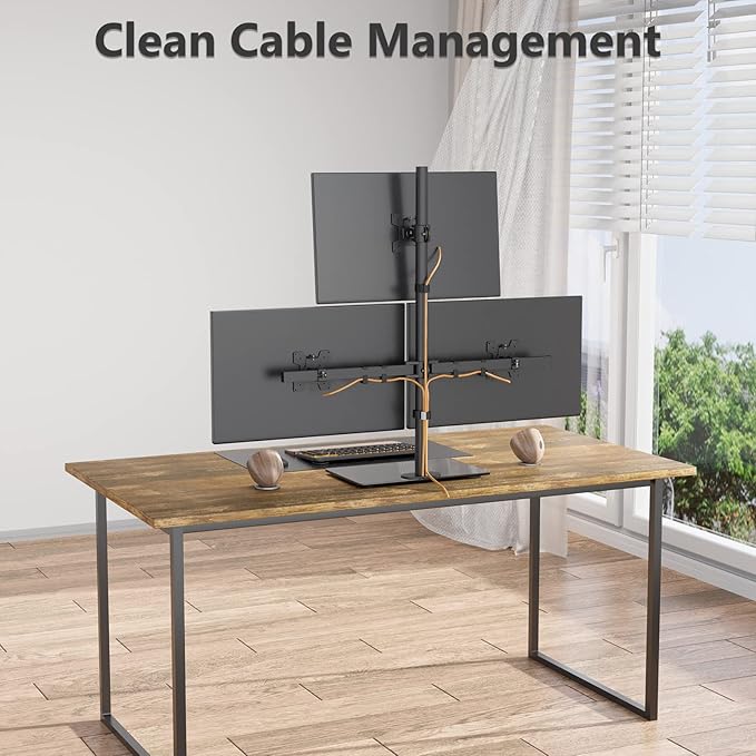 WALI Freestanding Triple Monitor Mount, Fully Adjustable Three Monitor Desk - Image 7