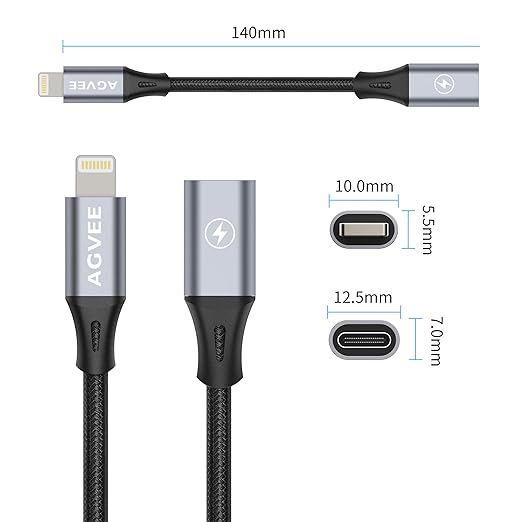 AGVEE 4 inch USB-C Female to Lightning Male Adapter, 30W Fast Charging Charger - Image 7