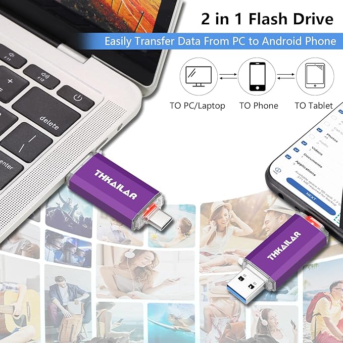 Thkailar 128GB USB C Flash Drive 3.1, USB C Thumb Drive 3.0 Up to 150MB/s Read - Image 3