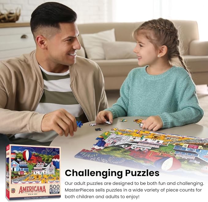 MasterPieces - 500 Piece Jigsaw Puzzle, Large EZ Grip Shapes, Free Wheeling - Image 4