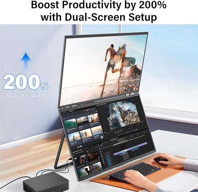 InnoView 23.8" FHD 100Hz Dual Monitor Built-in Speakers 315°Adjustable 100% - Image 7