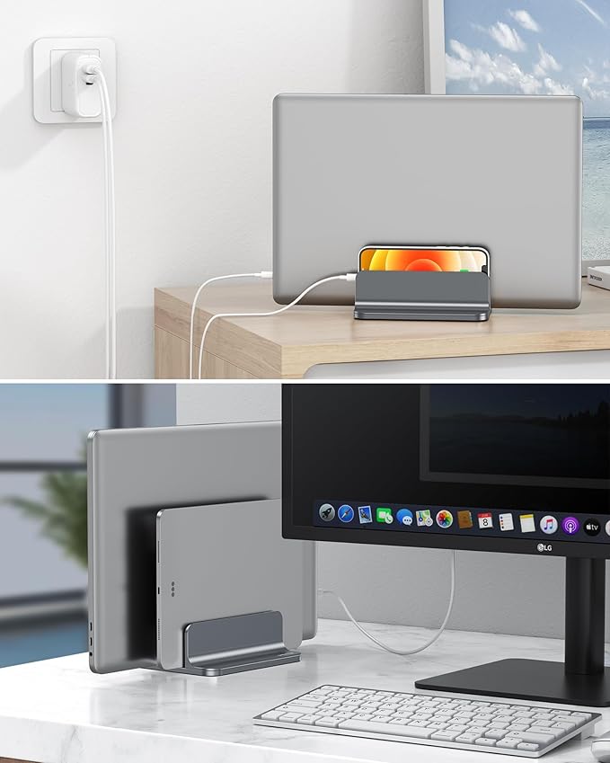 OMOTON Vertical Laptop Stand, Double Desktop Stand Holder - Image 7
