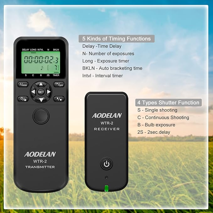 AODELAN Wireless Remote Control Shutter Release Timer intervalometer - Image 2