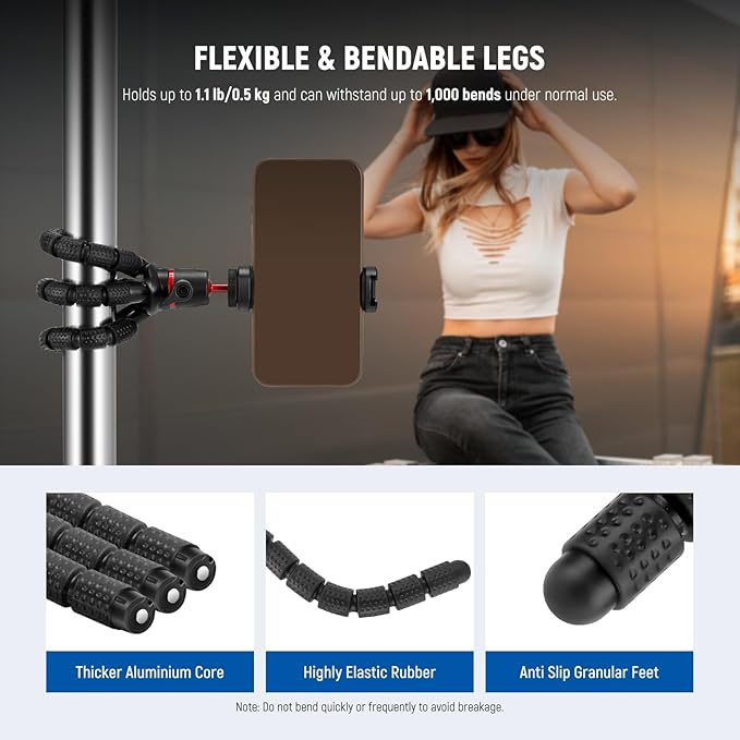 NEEWER Tripod for iPhone with Remote/Action Camera Mount Adapter/Phone Holder - Image 3