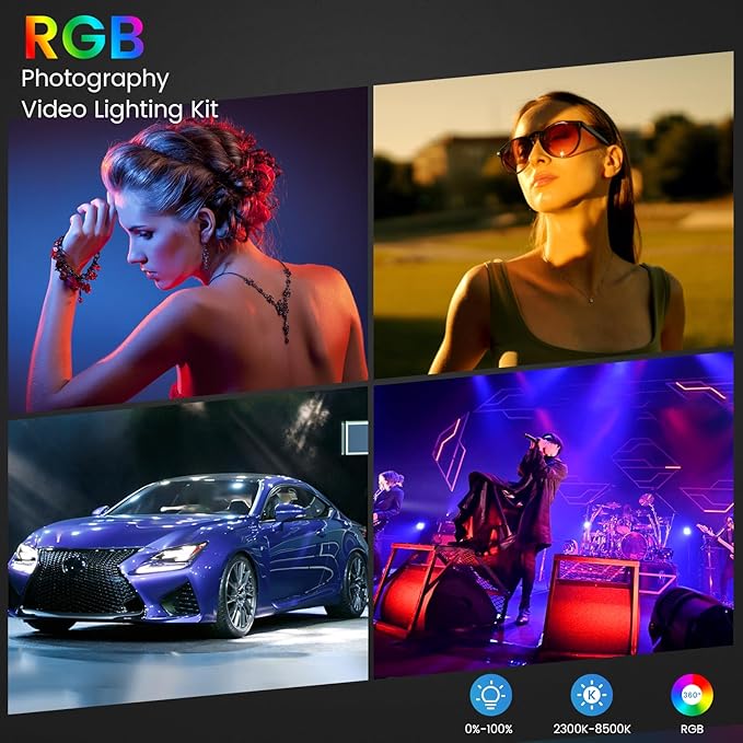 RGB Photography Lighting Kit, 50W Bi-Color Professional LED Studio Lights - Image 2