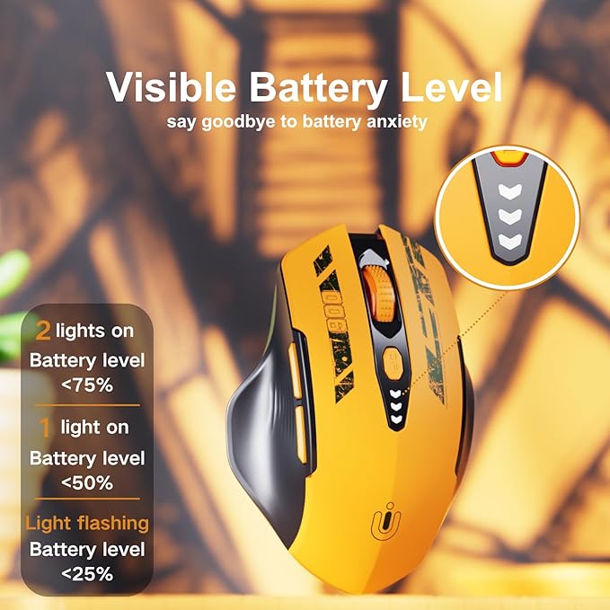 Bluetooth Mouse, Visible Battery Level, Rechargeable Ergonomic Wireless Mouse - Image 3