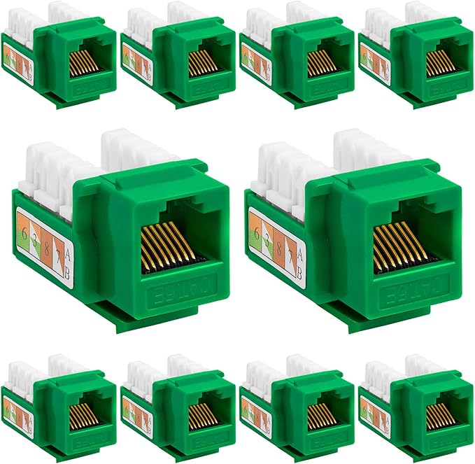 Cmple - 10 Pack Cat5e Keystone Jack Insert Punch Down RJ45 Connectors RJ45 by Cmple