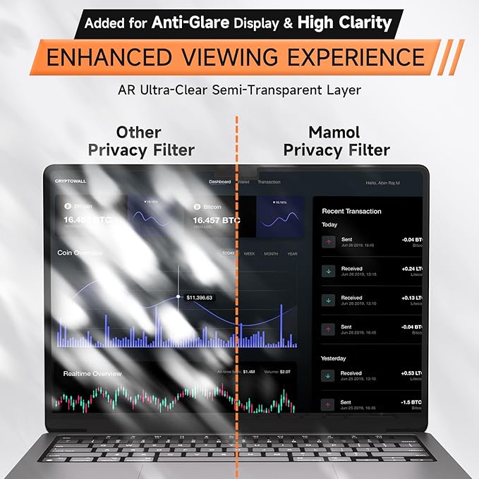 Privacy Screen for MacBook Air 13.6 & 13 Inch 2022-2025, Matte Anti Glare Blue - Image 5
