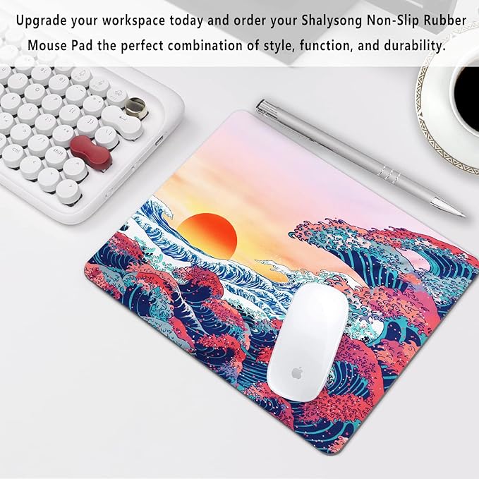 Japanese Ukiyo-e Ocean Waves Mouse Pad Personalized Design, Non-Slip Surface - Image 7