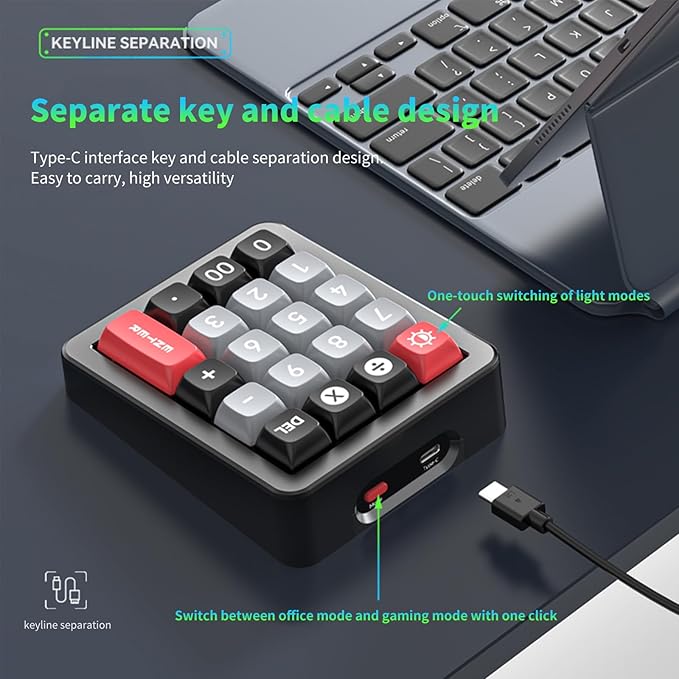 Adventurers K812 Wired Mechanical Numeric Keypad, 19-Key Hot-Swappable RGB - Image 6