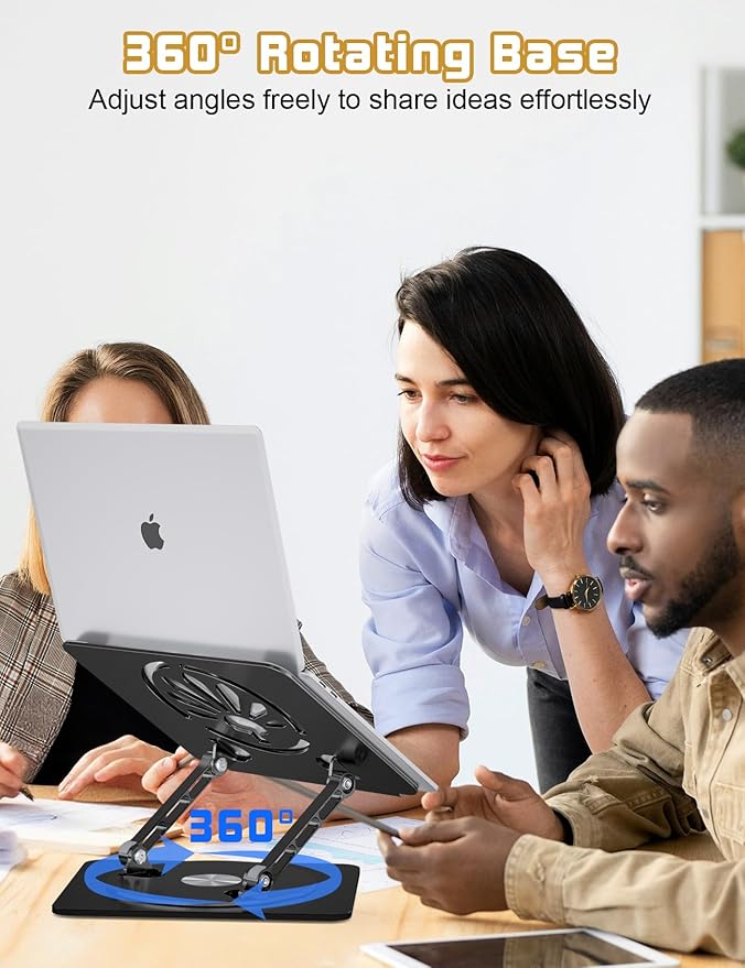 Adjustable Laptop Stand for Desk-360° Rotating Foldable Laptop Holder Ergonomic - Image 2