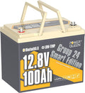 Power Queen Bluetooth 12V 100Ah LiFePO4 Battery, Group 24 Deep Cycle Battery by PowerQueen