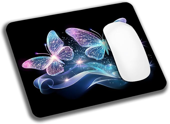 Blue Glitter Butterfly Mouse Pads by EASTSMOOTH