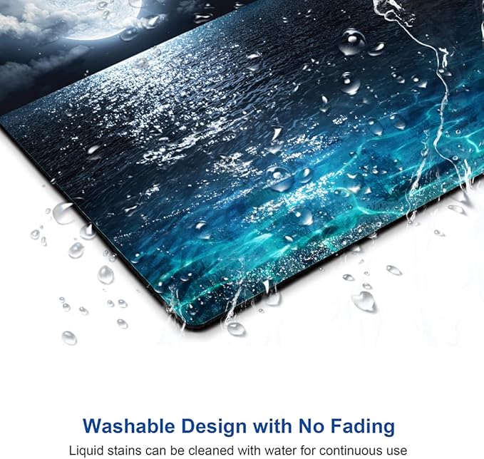 Mouse Pad, Ocean and Moon Mouse Pad, Square Waterproof Mouse Pad Non-Slip - Image 5