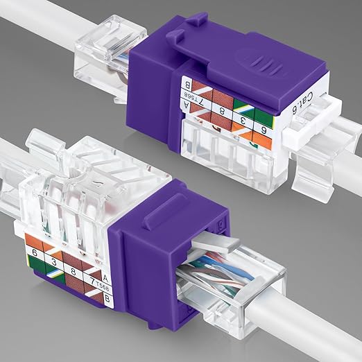 Everest 45° Angled RJ45 Cat6A Keystone Jacks 10-Pack in Purple - Image 8