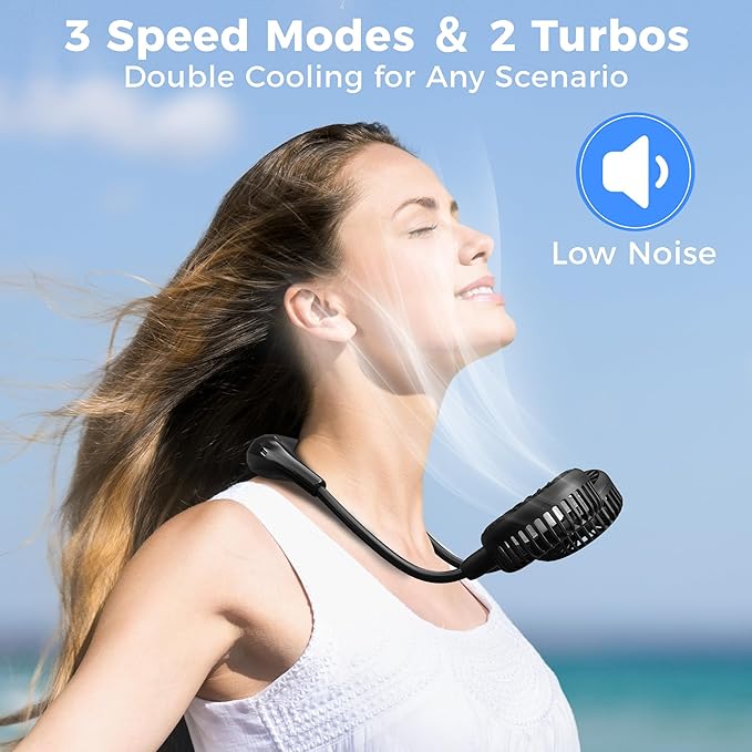Portable Neck Fan, 2600mAh Battery Operated Ultra Quiet Hands Free USB Fan - Image 3
