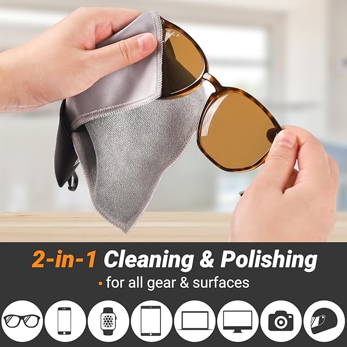 2-Sided Glasses Cleaner & Polishing Cloths, Portable Glasses Cleaning Kit - Image 3