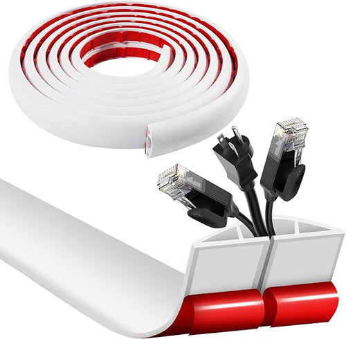 10ft Self Adhesive Floor Cord Cover, Cable Cavity:0.61" x 0.32", Heavy Duty by Unknown