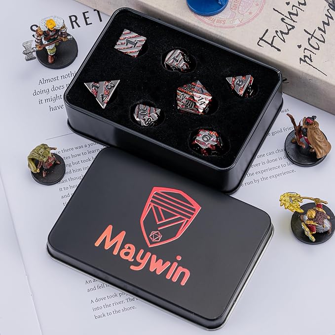 Metal Dice Set DND, Metallic Glitter Stripes D&D Dice Set - Image 8