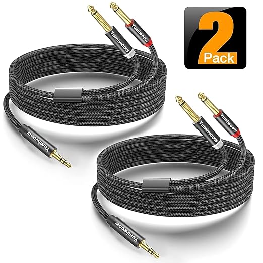 2Pack 16Ft 3.5mm TRS to Dual 6.35mm Stereo Cable 1/8 TRS to Dual 6.35mm 1/4 TS - Image 2