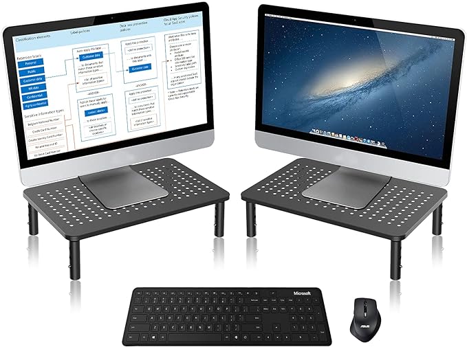 Bracwiser Monitor Stand Riser, 3 Level Height Adjustable Desktop monitor stand by Bracwiser