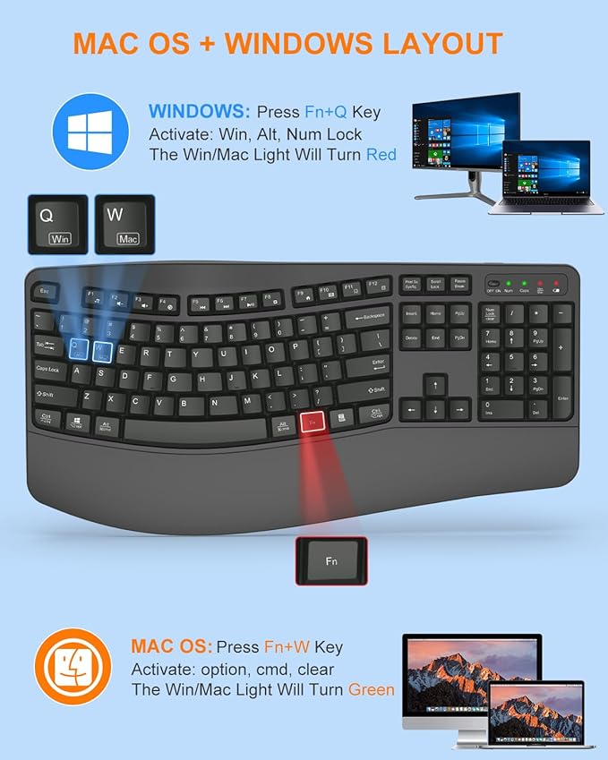 EDJO Ergonomic Wireless Keyboard - Image 7