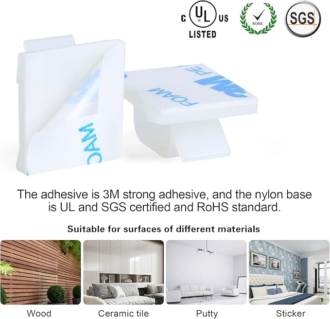 XHF 3/4” Adhesive Cable Wire Clips White 120pcs, Cable Staples Outdoor Cable - Image 3