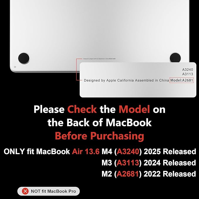 MEEgoodo Case for MacBook Air M4/M3/M2 13.6 inch 2025 2024 2022, Fit Model - Image 2
