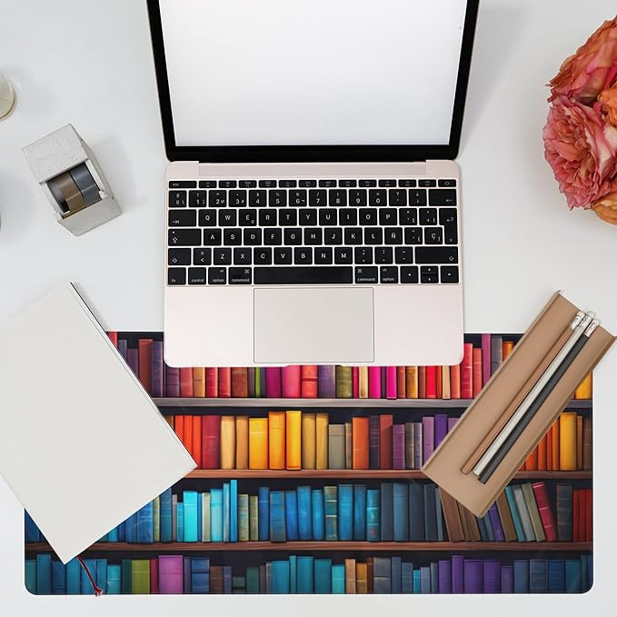 Large Gaming Mouse Pad for Desk, Bookshelves Full of Books Desk Mat, Colorful - Image 7