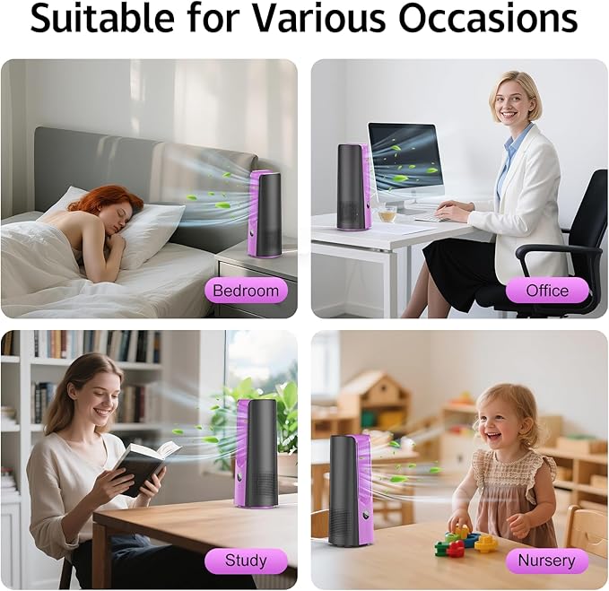 Desk Fan, 13 Inch Portable Bladeless Fan, Small Quiet Table Fan - Image 9