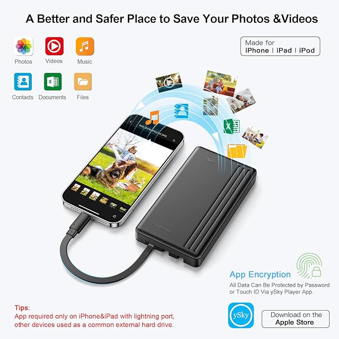 ySky 2TB External Hard Drive for iPhone & iPad, Windows Computer, USB C Android - Image 3