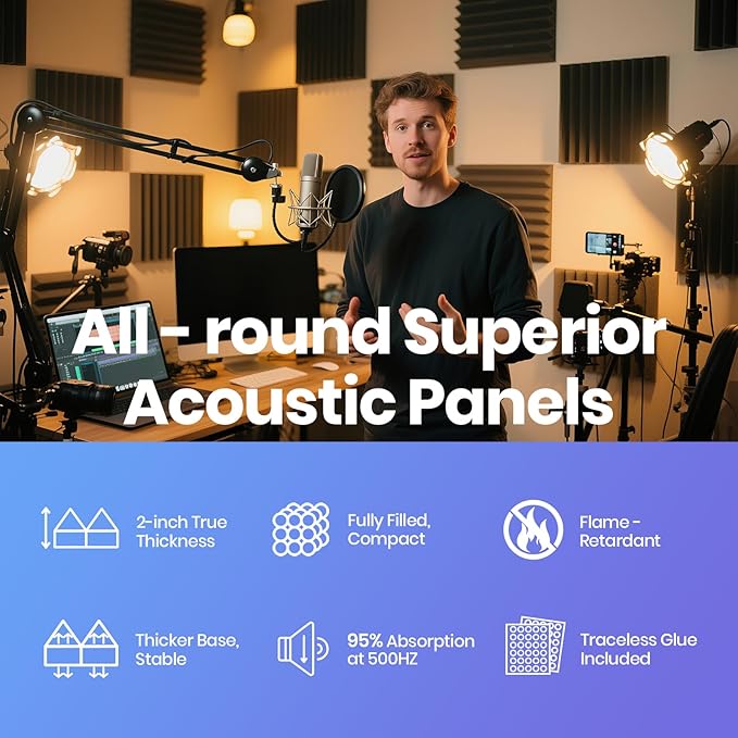 Focusound Acoustic Panels 50 Pack 2"x12"x12" - Image 6