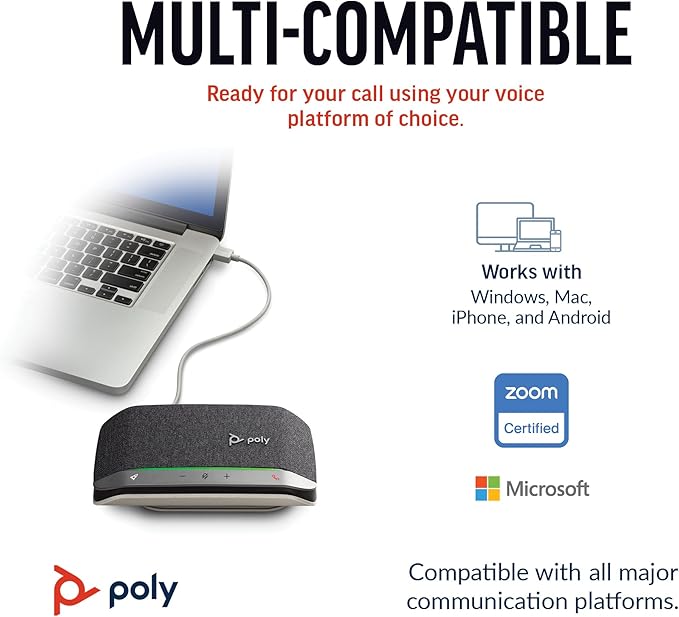 Poly Sync 20 USB-C Personal Portable Smart Speakerphone – Noise/Echo Reduction - Image 7