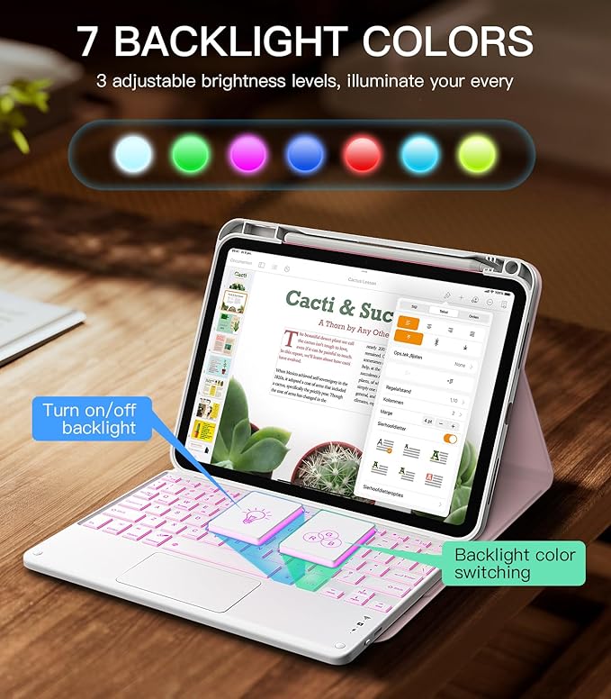 MoKo Touch Keyboard Case for iPad 11th Generation 11 inch 2025, iPad 10th - Image 4