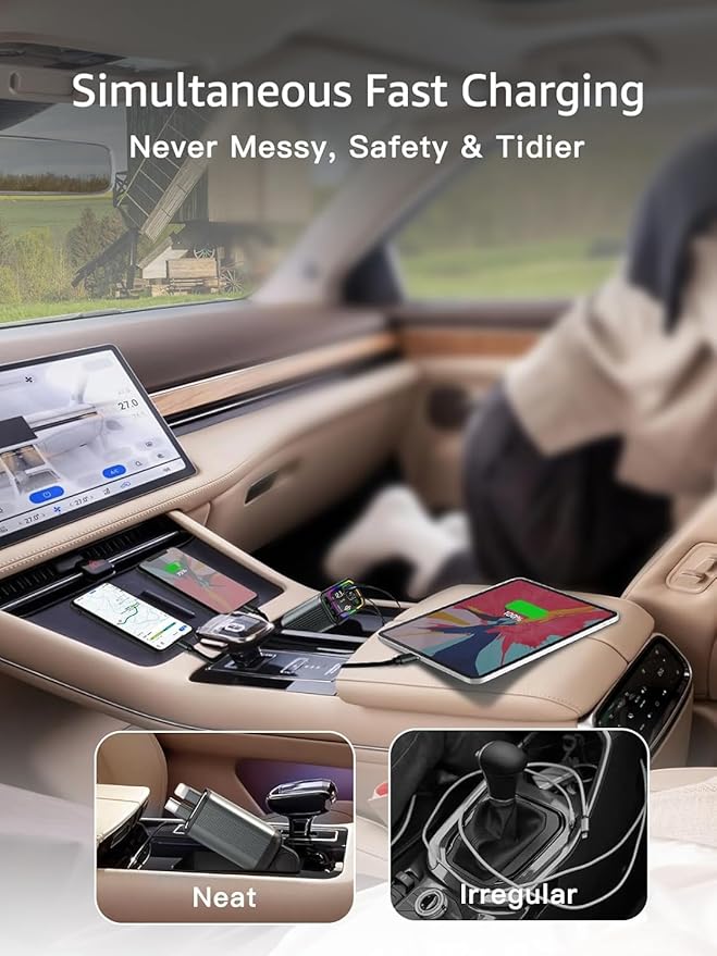 Retractable Car Charger USB C, 107W Type C Car Charger Fast Charging - Image 7