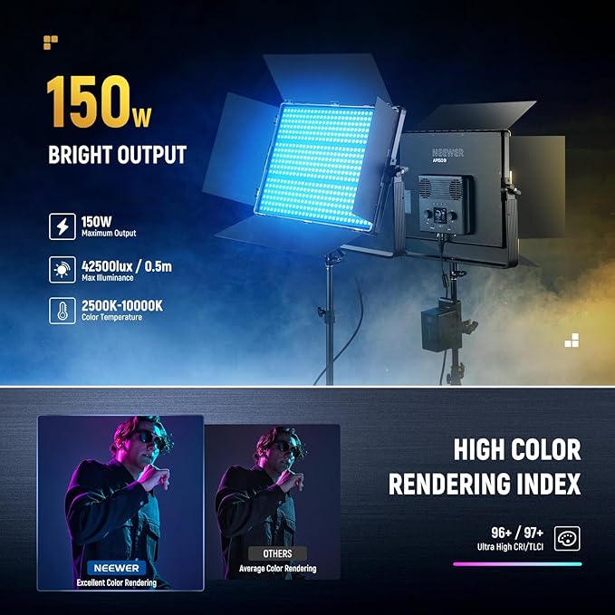 NEEWER 150W RGB LED Panel Video Light Kit - Image 3