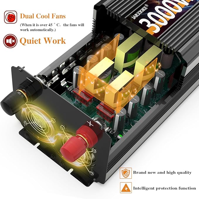 3000W Power Inverter 12V DC to AC 110V/120V 6000W Converter 3 sockets car - Image 3